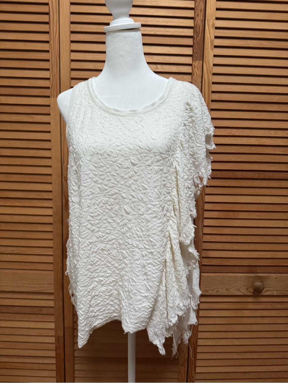 Free People Treat Me Tender Asymmetrical Fringe Tank Top Ivory Off-White